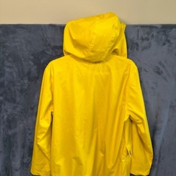 Petit Bateau Yellow Raincoat Hooded Rain Jacket Striped Lining Womens Med - Picture 9 of 11